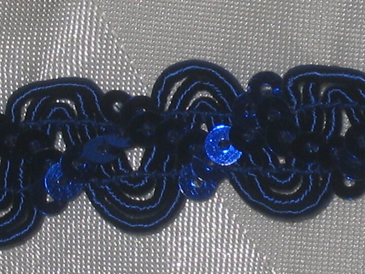 Blått paljett-stretchband 20 mm