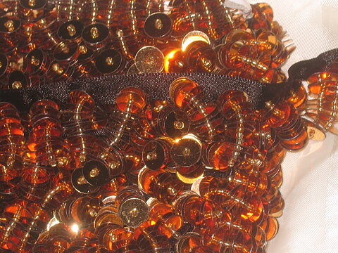 Brunt band med guldfärgade paljetter 35 mm