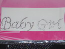 Silverfärgad stryka-på applikation, baby girl (130 x 30 mm)