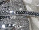 Silverfärgat paljettband 10 mm
