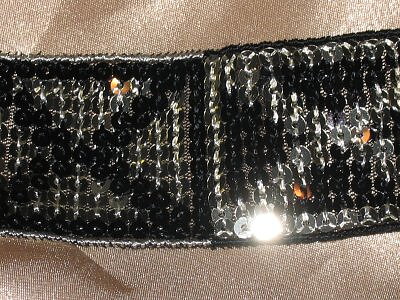 Svart/Silverfärgat paljettband 40 mm