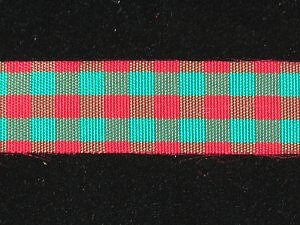 Röd/Grönt  rutigt band 16 mm