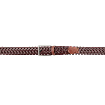 Läderbälte flätat, cognac och upp till 115 cm (Portia)