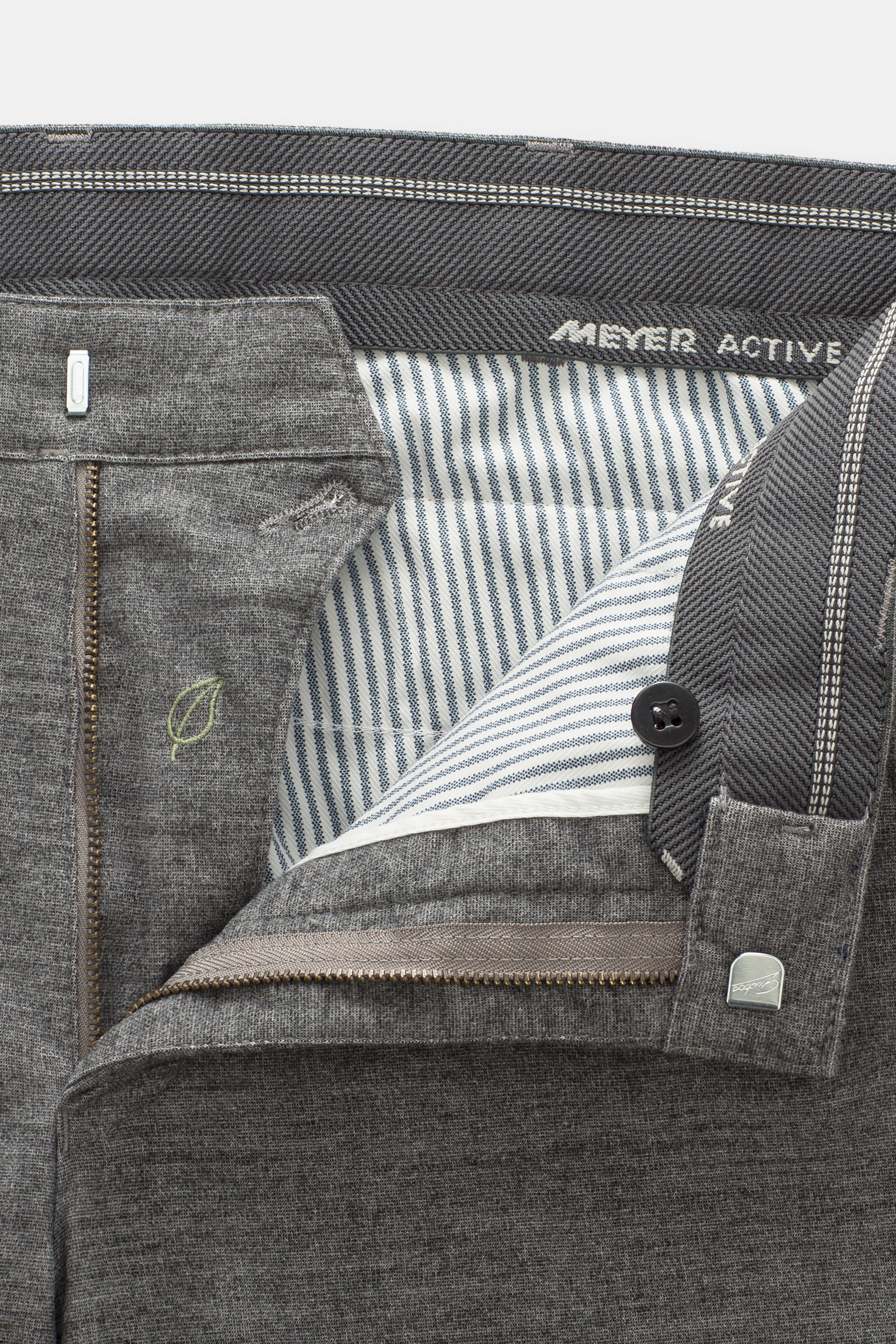 Grå (mid-grey) chinos i Jersey Look och modern passform (Meyer / Bonn) - 5