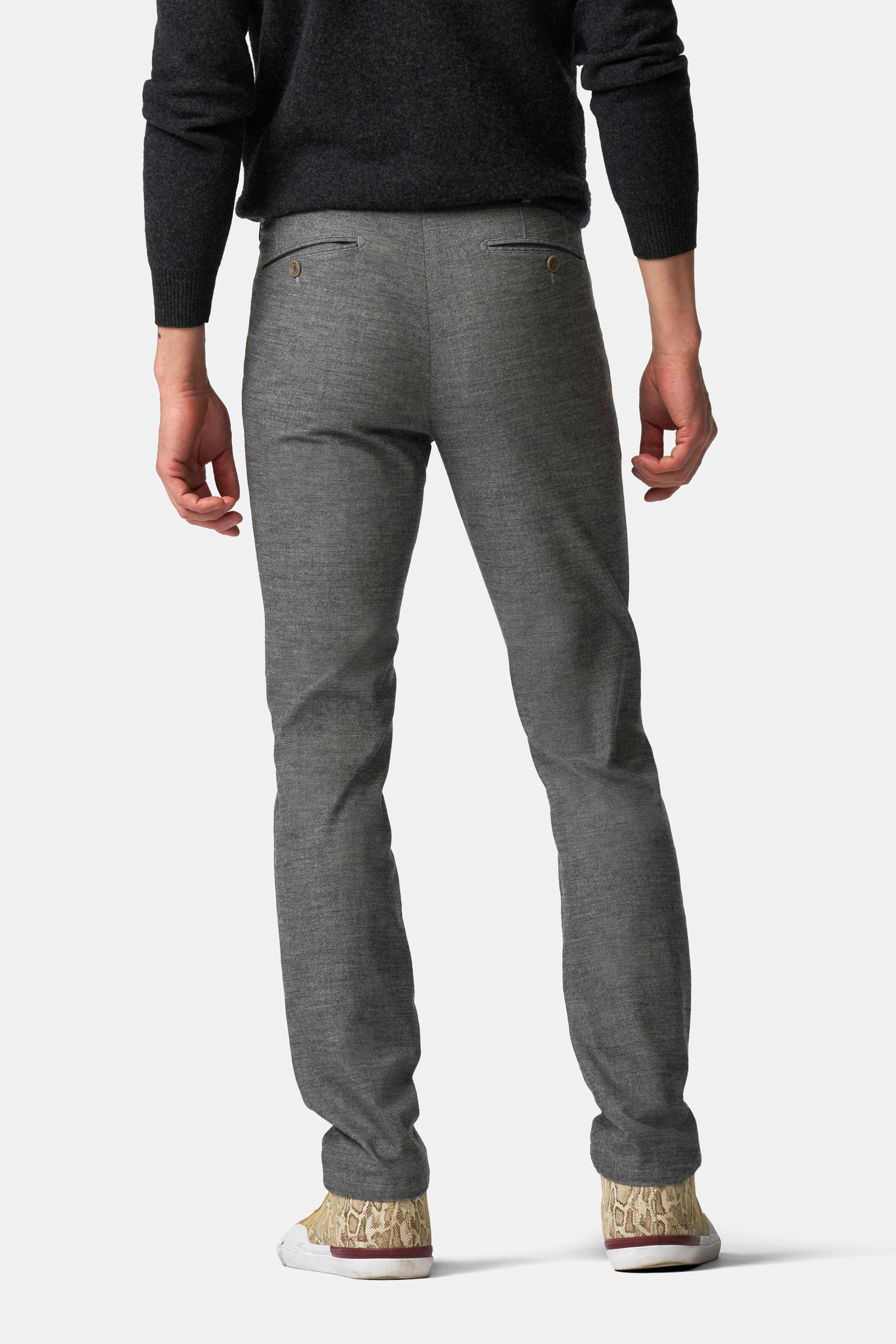 Grå (mid-grey) chinos i Jersey Look och modern passform (Meyer / Bonn) - 2