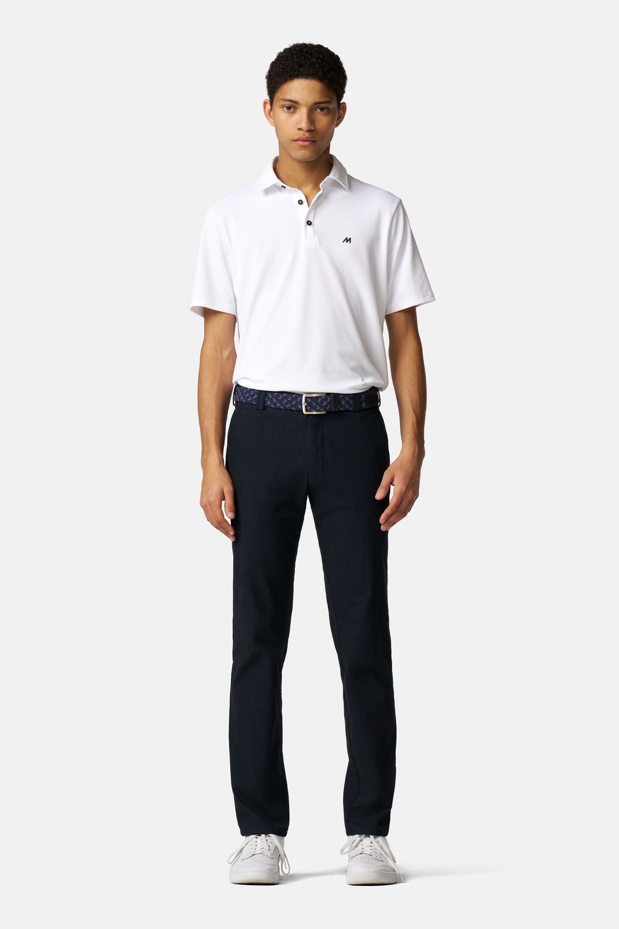 Blå (blue) chinos i Jersey Look och modern passform (Meyer / Bonn) - 3
