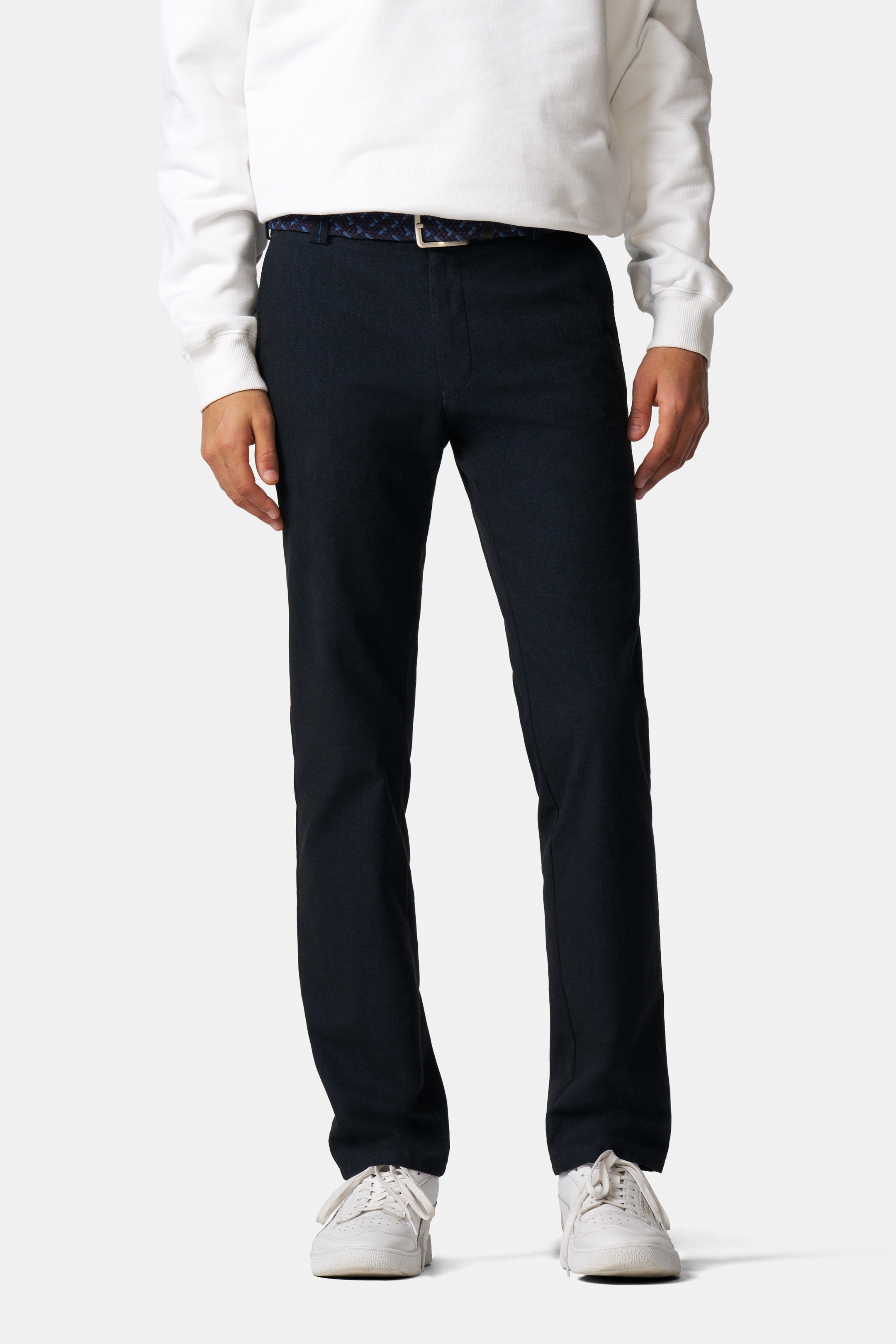 Blå (blue) chinos i Jersey Look och modern passform (Meyer / Bonn)