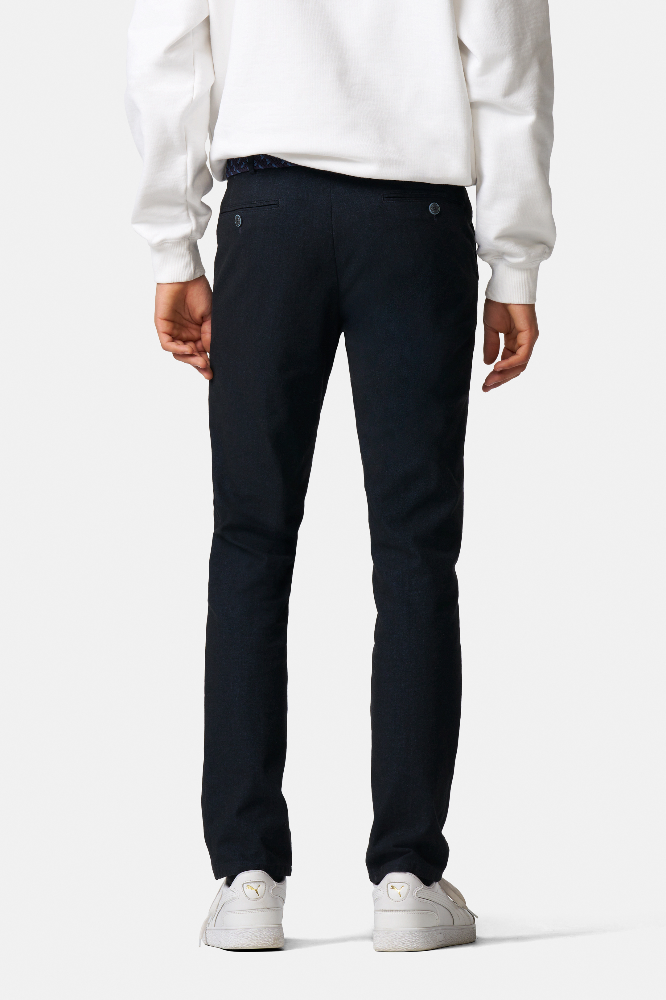 Blå (blue) chinos i Jersey Look och modern passform (Meyer / Bonn) - 2