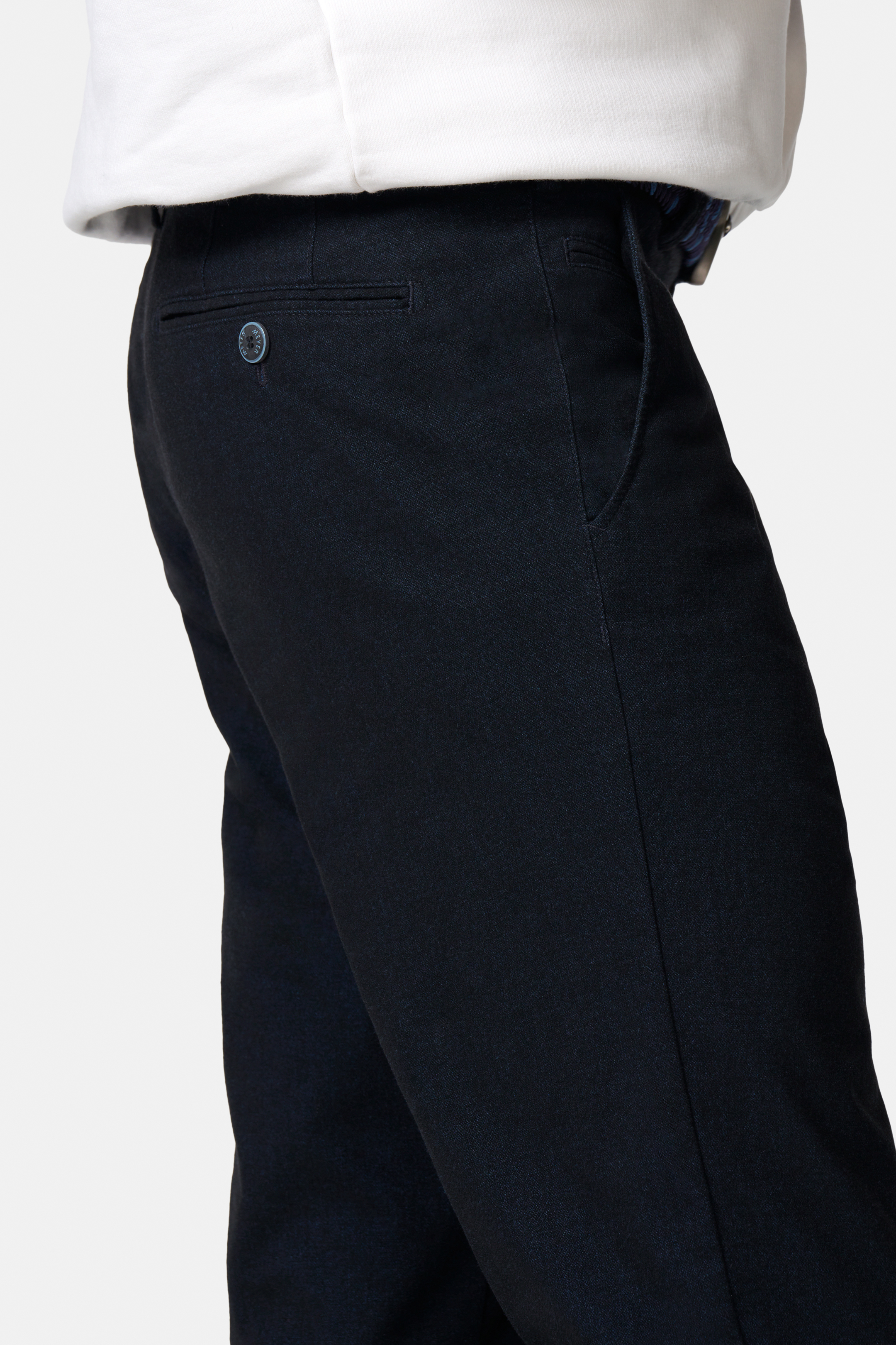 Blå (blue) chinos i Jersey Look och modern passform (Meyer / Bonn) - 4