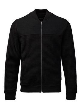 Cardigan med dragkedja i svart lammull/akryl (Clipper)