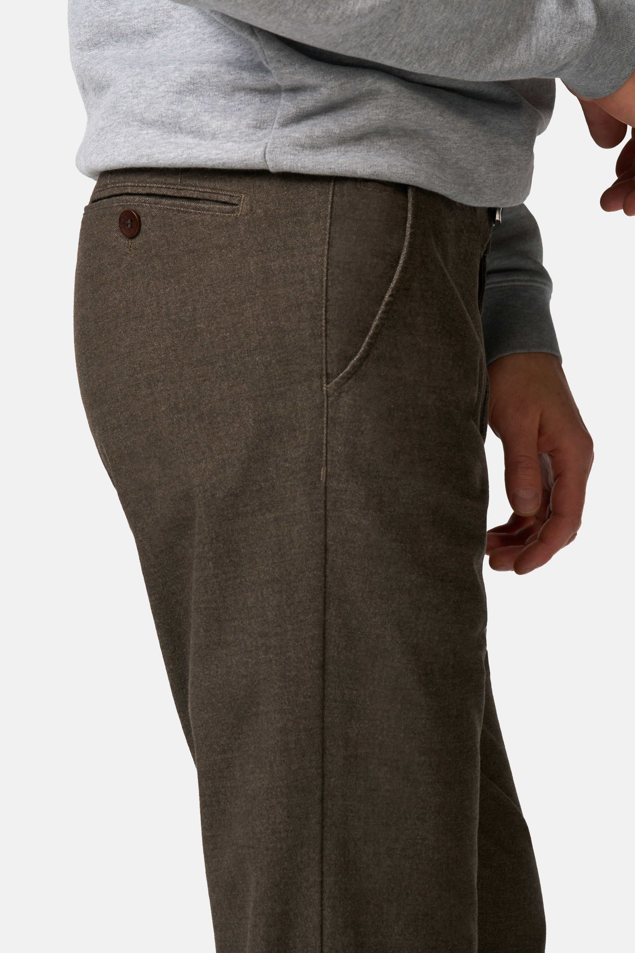 Bruna (coffee) chinos i Jersey Look och modern passform (Meyer / Bonn) (finns i strl 48) - 4