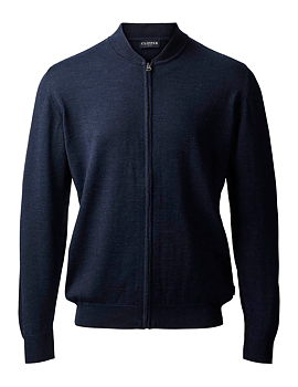 Cardigan med dragkedja i blå merinoull (Clipper)