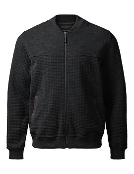 Cardigan med dragkedja i antracitgrå lammull/akryl (Clipper)