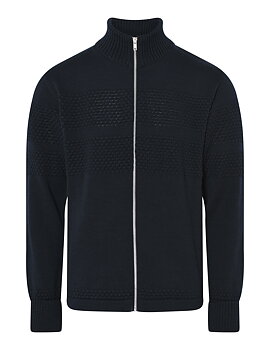 Cardigan med dragkedja i marinblå lammull (Clipper)