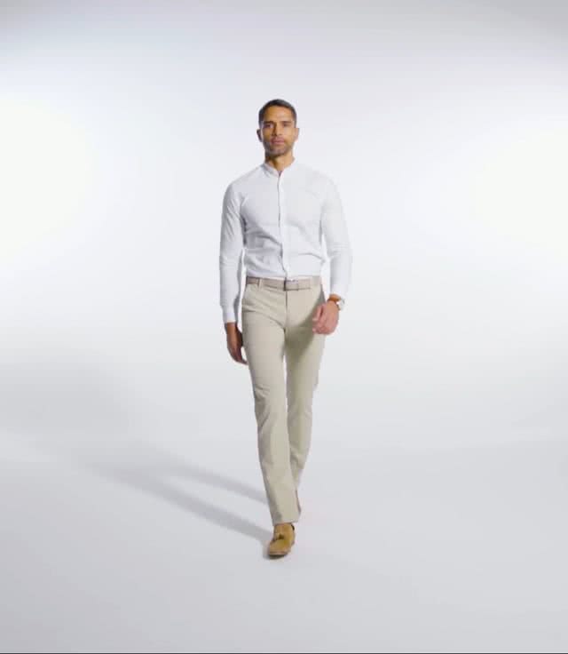 Beige chinos i färgäkta bomull och modern passform (Meyer / Bonn) - 7