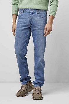 Blå (light blue) stentvättade jeans i Stretch och normal passform (Meyer / M5)