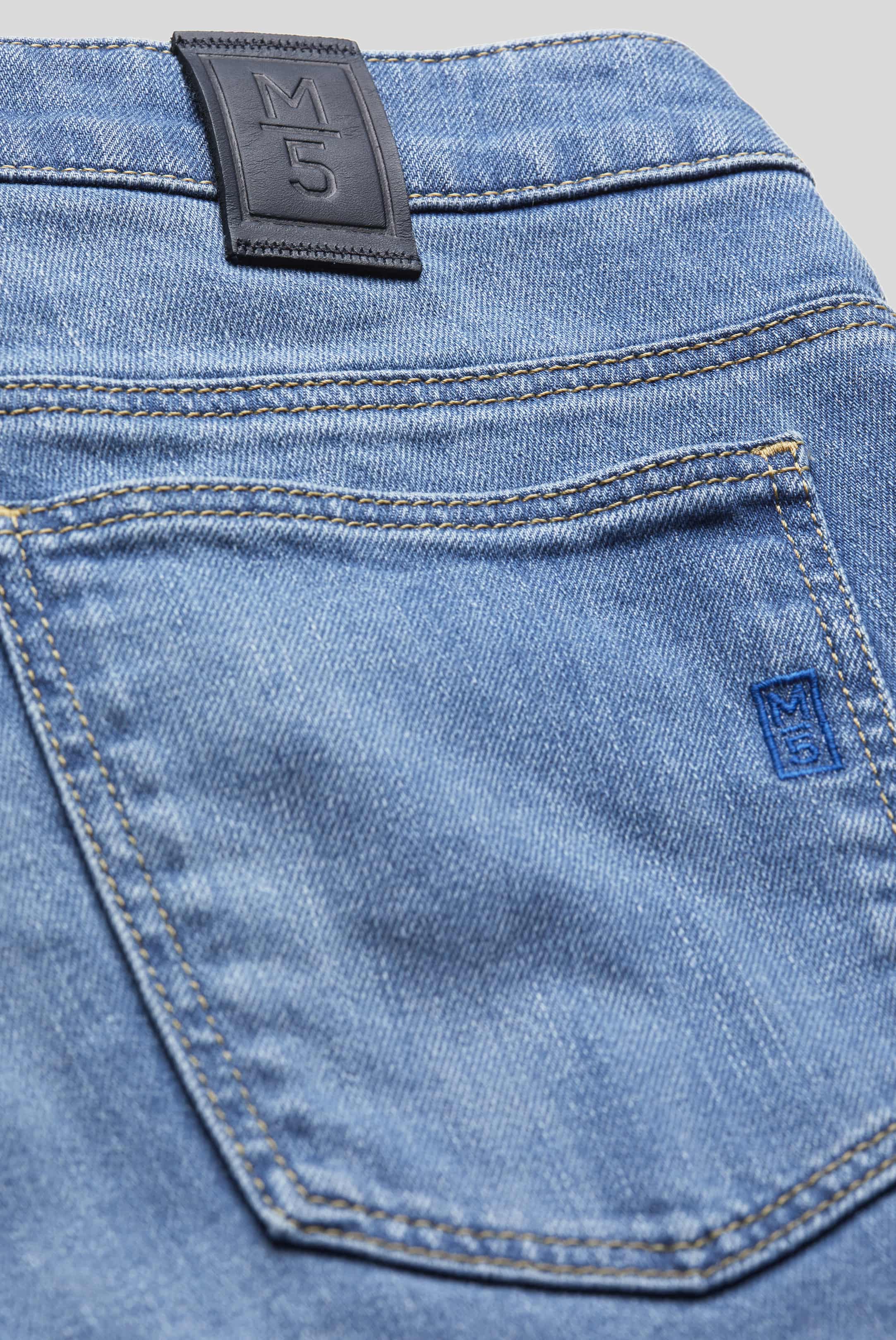 Blå (light blue) stentvättade jeans i Stretch och normal passform (Meyer / M5) - 5