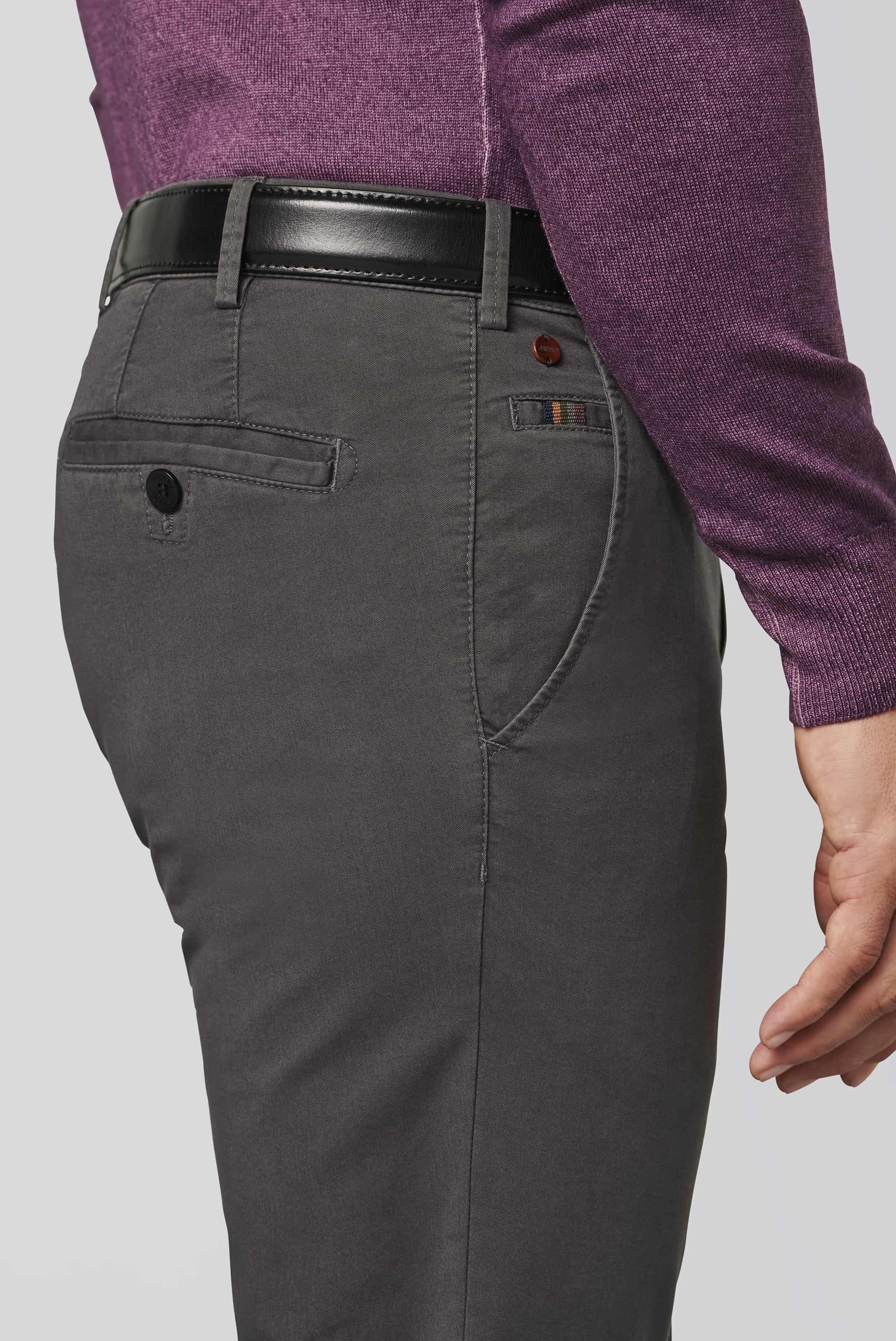 Grå (charcoal) chinos  i färgäkta bomull och normal passform (Meyer / Roma) - 4