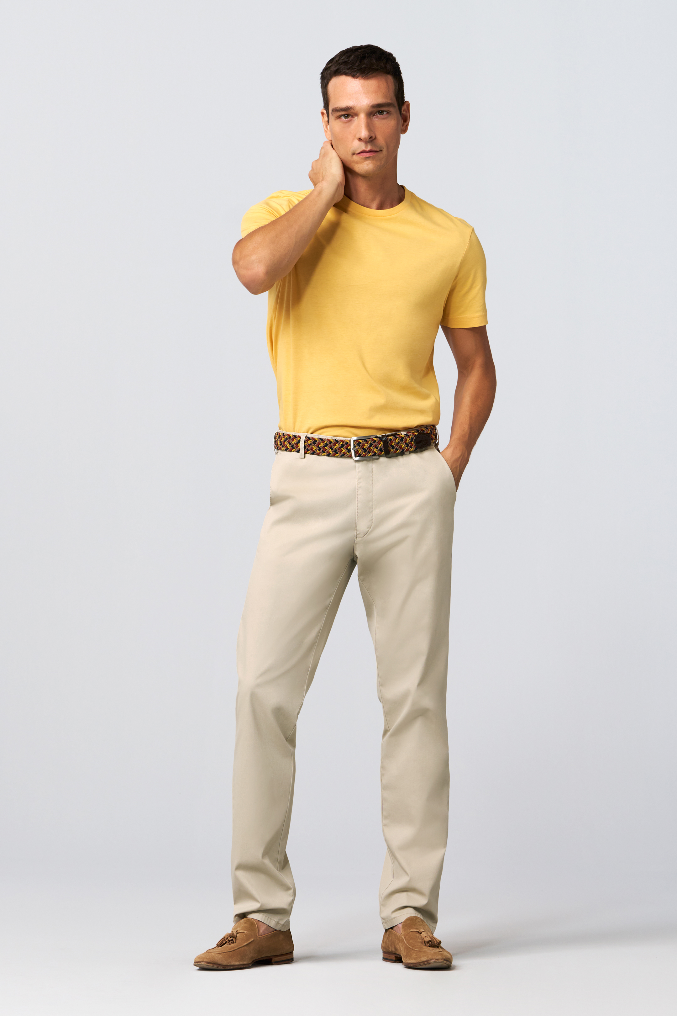 Beige chinos i resemodell, Flex Micro och modern passform (Meyer / Oslo) (finns i strl 50) - 3