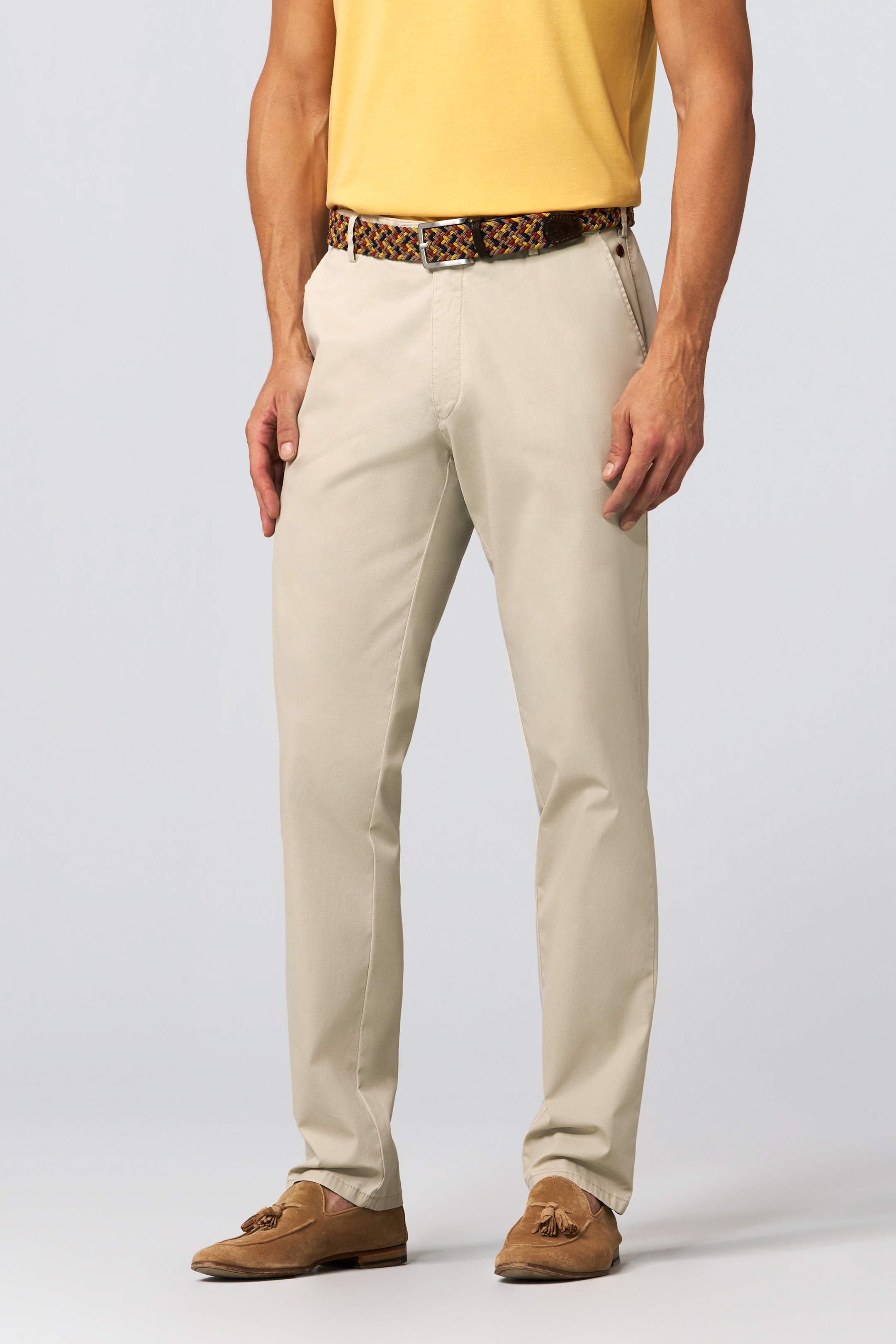 Beige chinos i resemodell, Flex Micro och modern passform (Meyer / Oslo) (finns i strl 50)