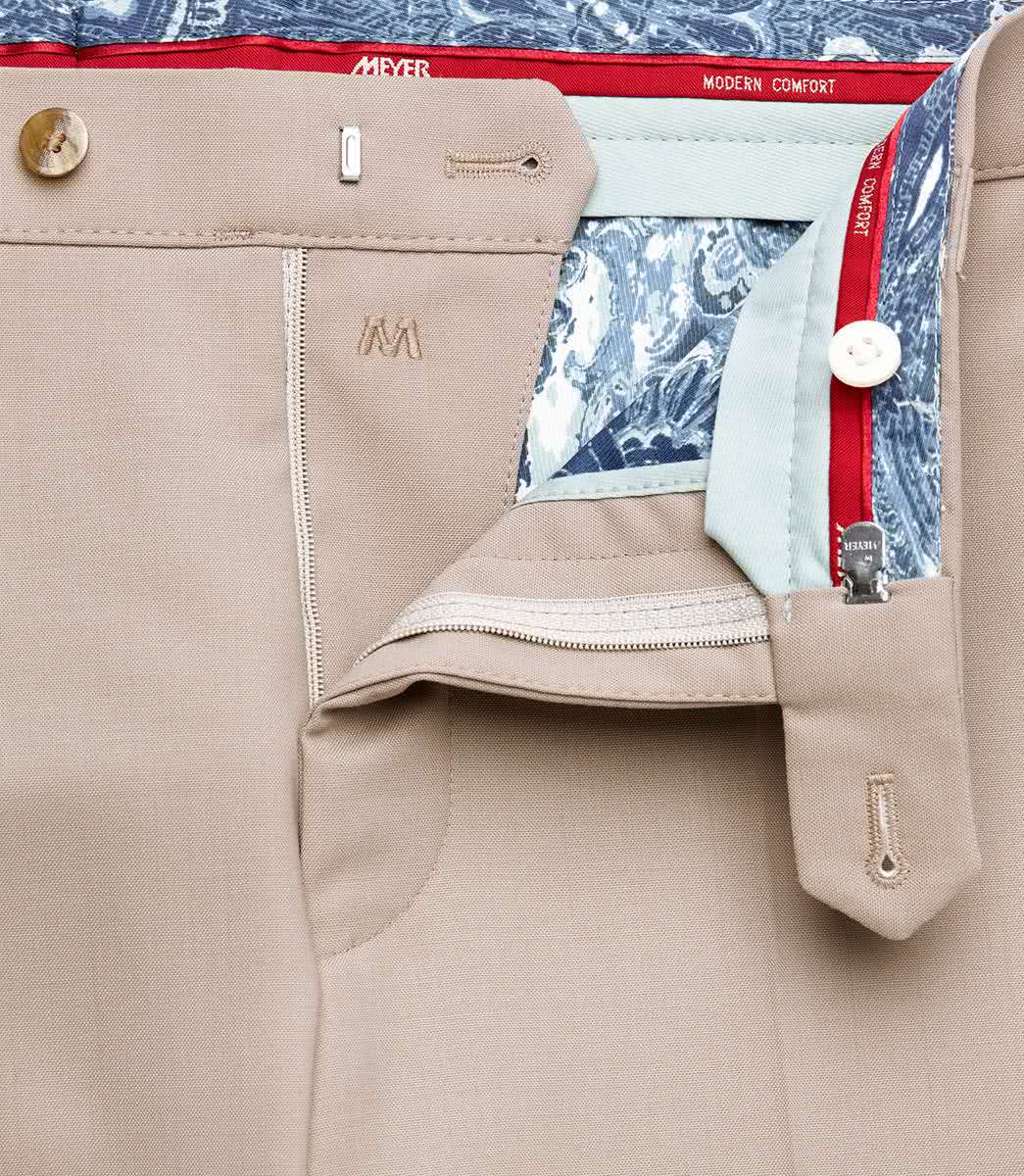 Beige maskintvättbara ullbyxor i Fine Tropical och normal passform (Meyer / Roma) (finns i strl 58) - 6