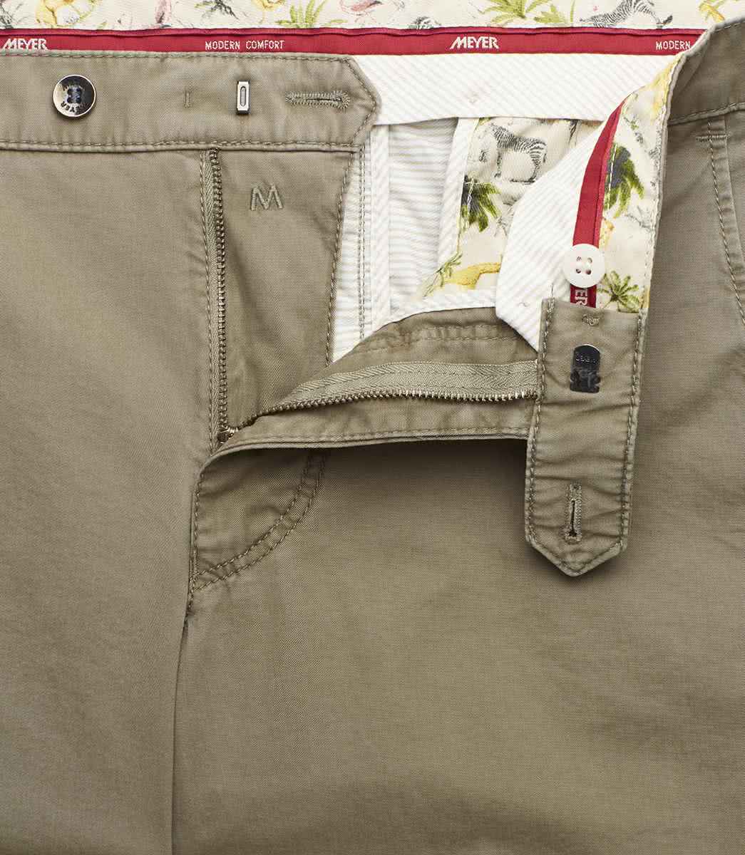 Gråbruna (stone) chinos i färgäkta bomull och modern passform (Meyer / Bonn) - 6