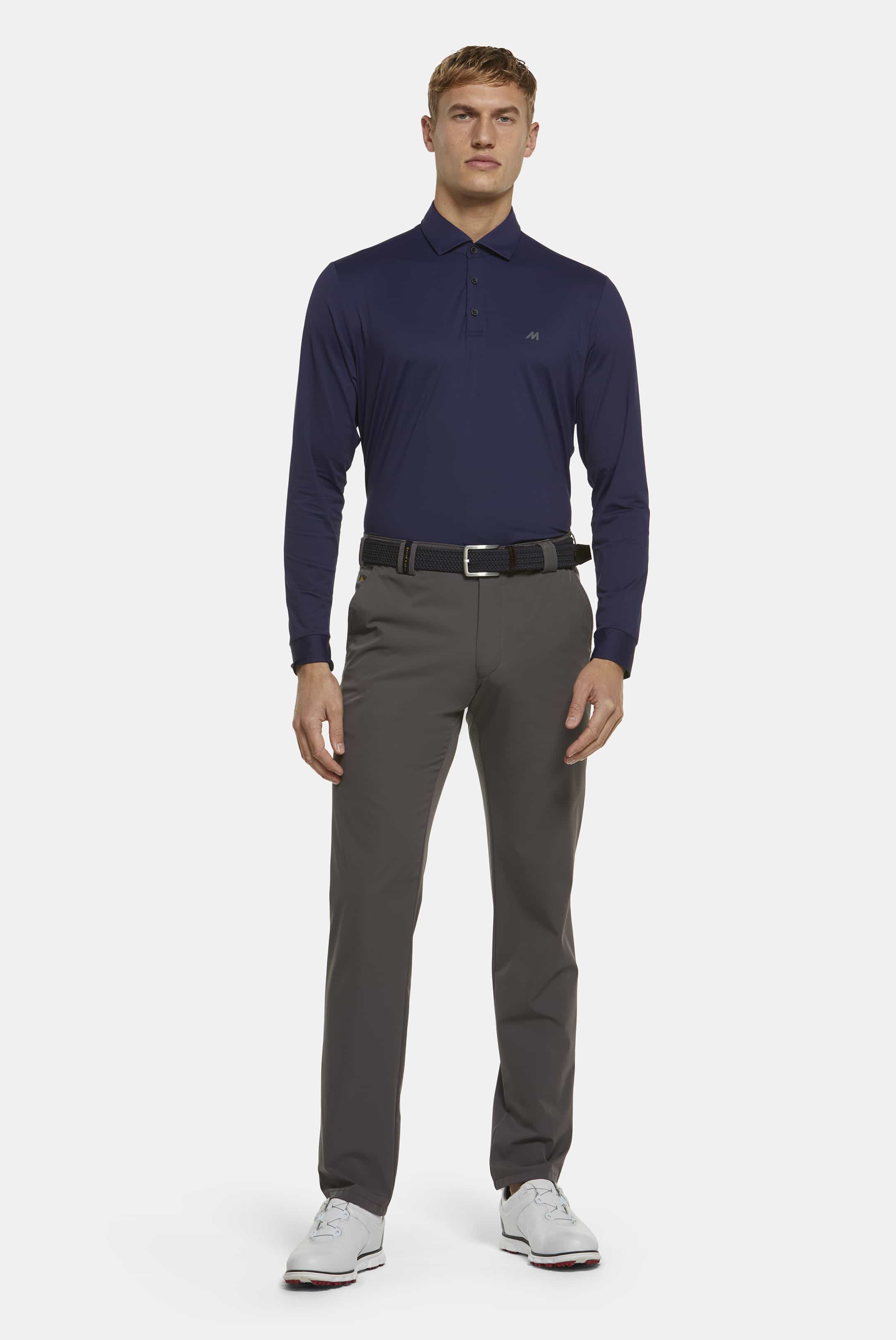 Grå (mörkgrå) exklusiva chinos i golfmodell, High Performance, Super-Stretch och modern passform (Meyer / Augusta) (finns i strl 34/32) - 3