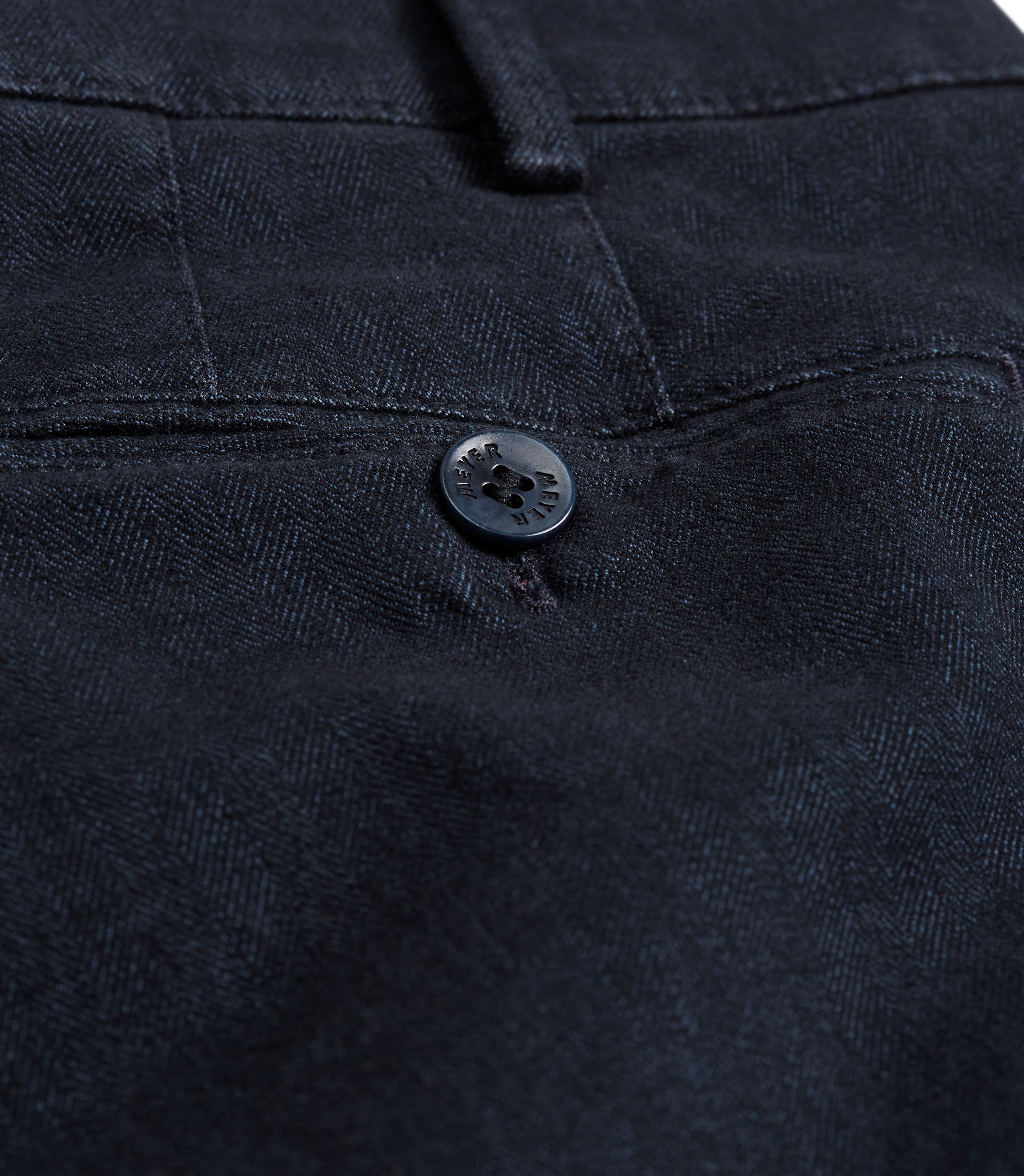 Blå (navy) chinos i Wool Look, Herringbone (fiskben) och modern passform (Meyer / Bonn) - 6