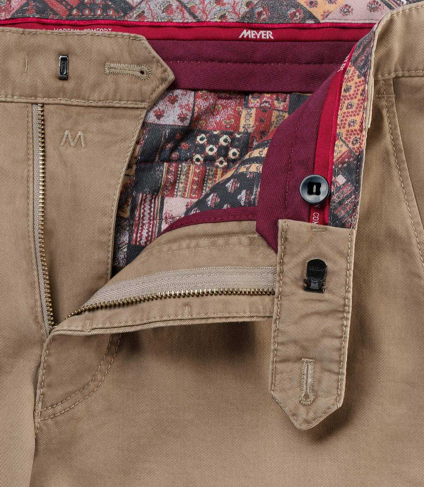 Beige chinos  i färgäkta bomull i normal passform (Meyer / Roma) - 5