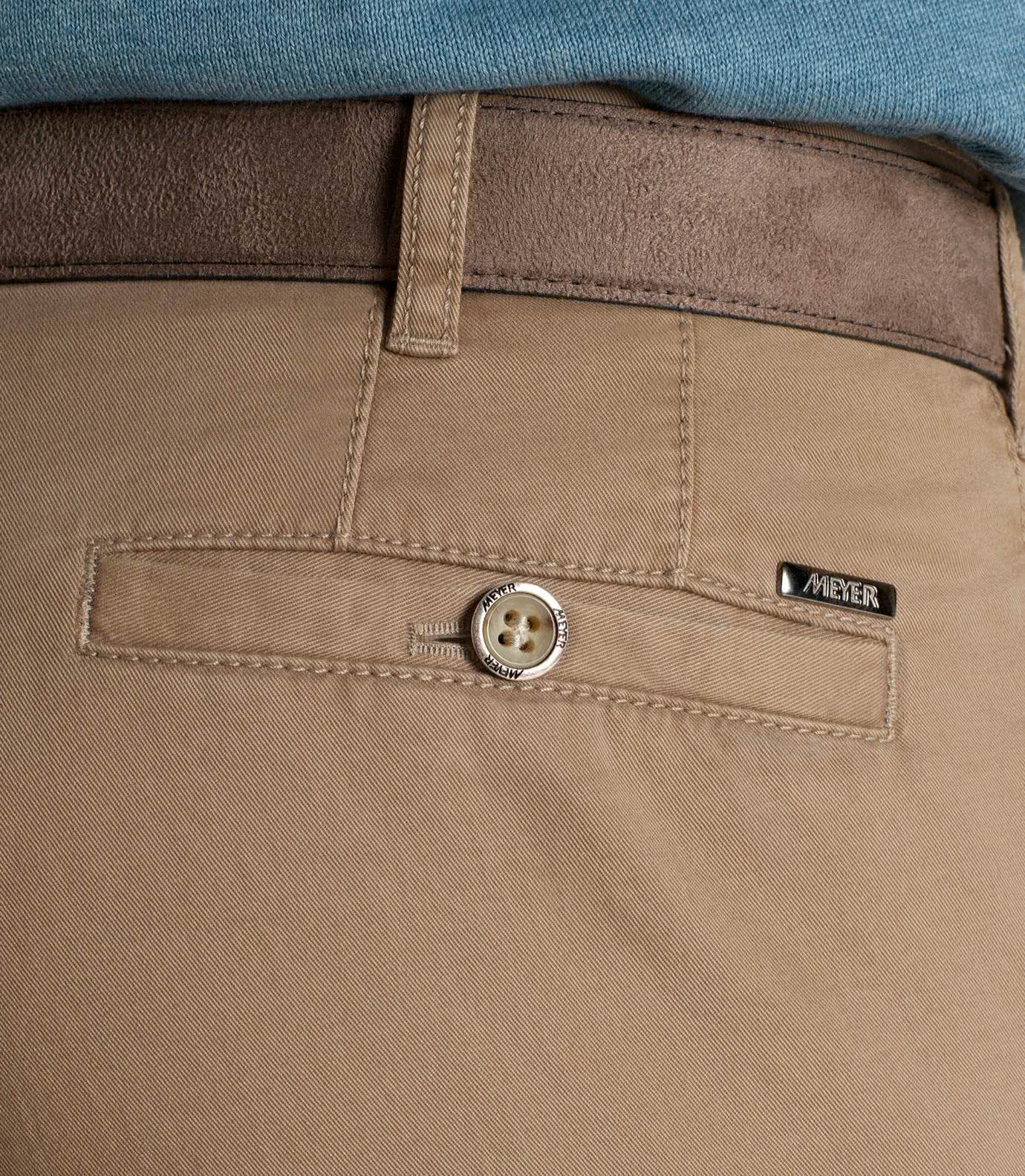 Beige chinos  i färgäkta bomull i normal passform (Meyer / Roma) - 4