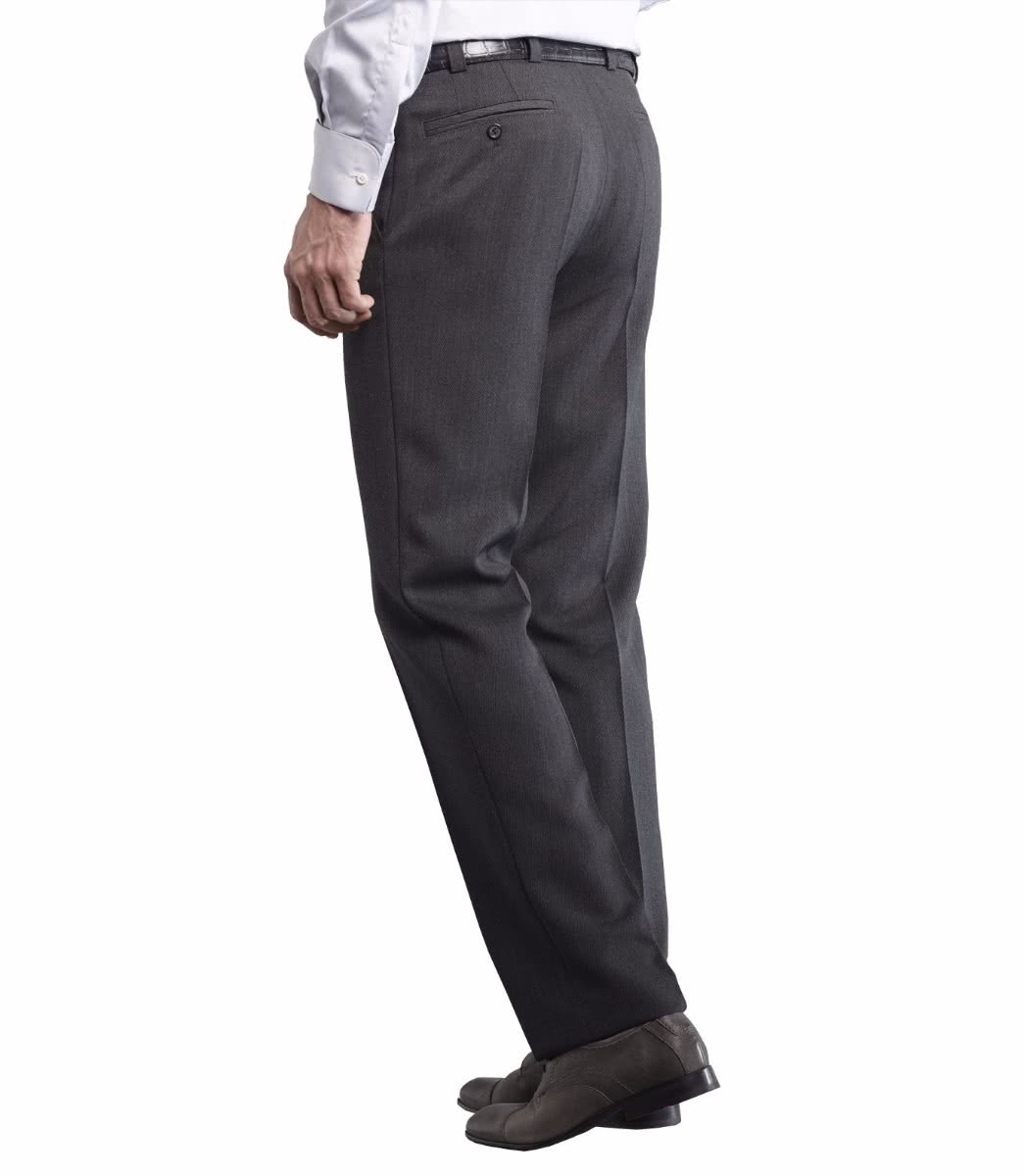 Grå (charcoal)  kraftiga maskintvättbara ullbyxor i "Cavalry Twill" och modern passform (Meyer / Oslo)  - 2