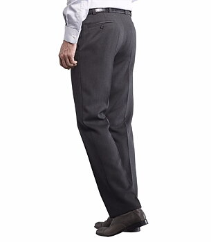 Grå (charcoal)  kraftiga maskintvättbara ullbyxor i "Cavalry Twill" och modern passform (Meyer / Oslo) 