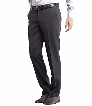 Grå (charcoal)  kraftiga maskintvättbara ullbyxor i "Cavalry Twill" och modern passform (Meyer / Oslo) 