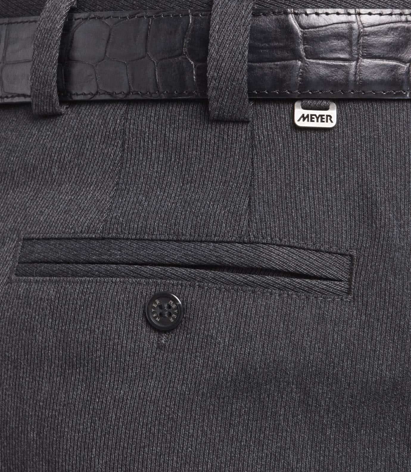 Grå (charcoal)  kraftiga maskintvättbara ullbyxor i "Cavalry Twill" och modern passform (Meyer / Oslo)  - 4