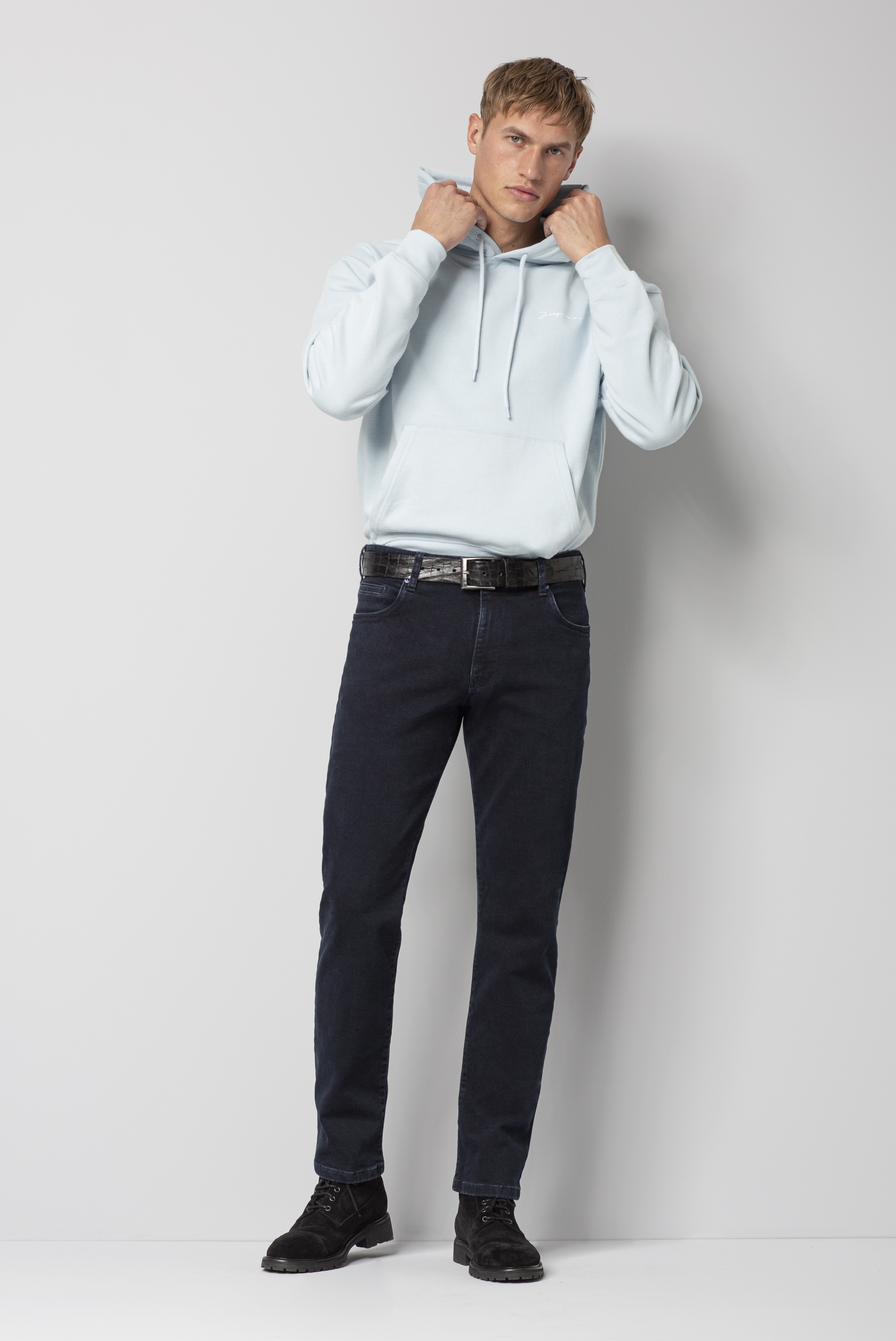 Blå (dark blue stone) jeans i Super-Stretch och normal passform (Meyer / M5) - 3