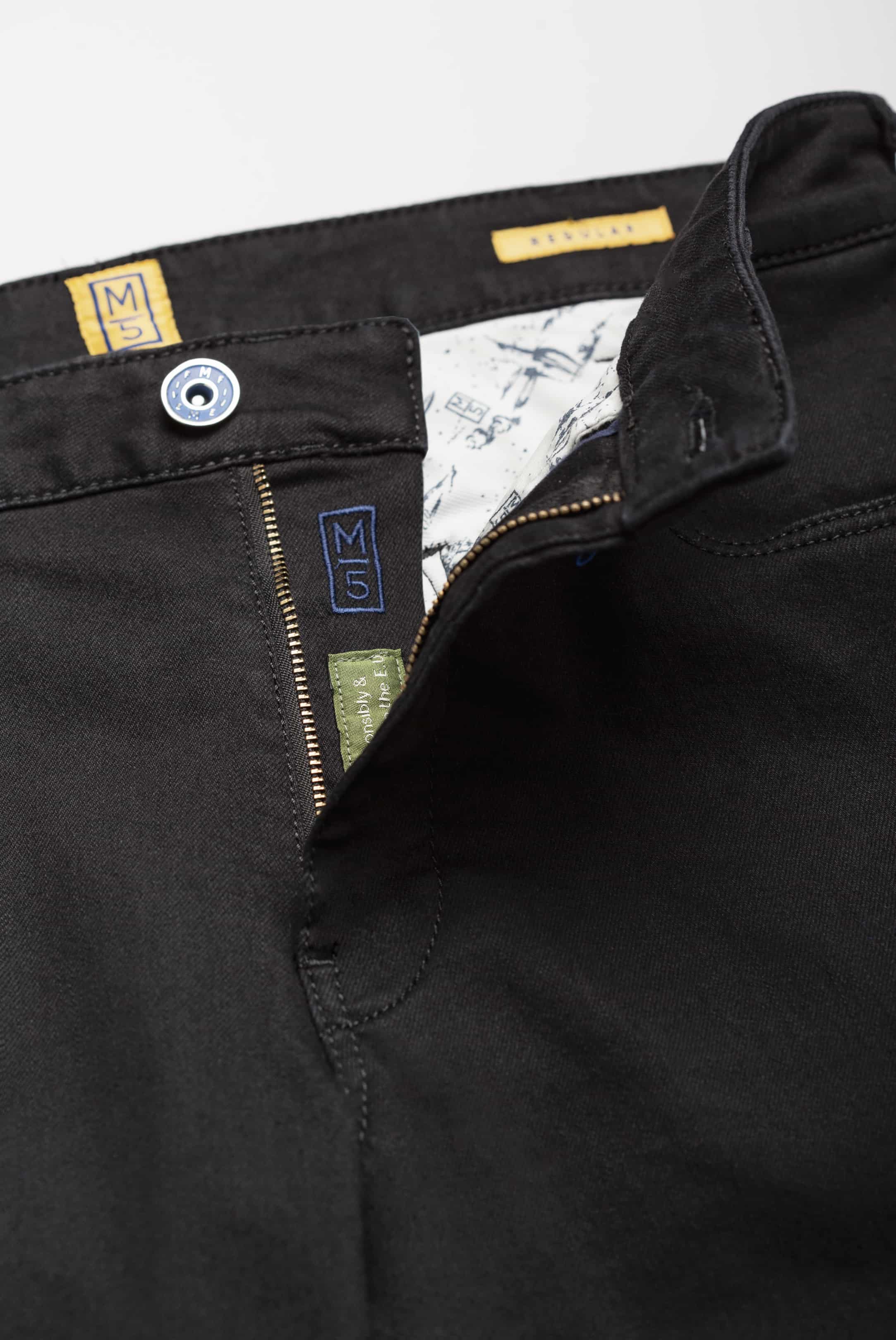 Svarta (black-black) jeans utan tvätt i Stretch och normal passform (Meyer / M5) - 5
