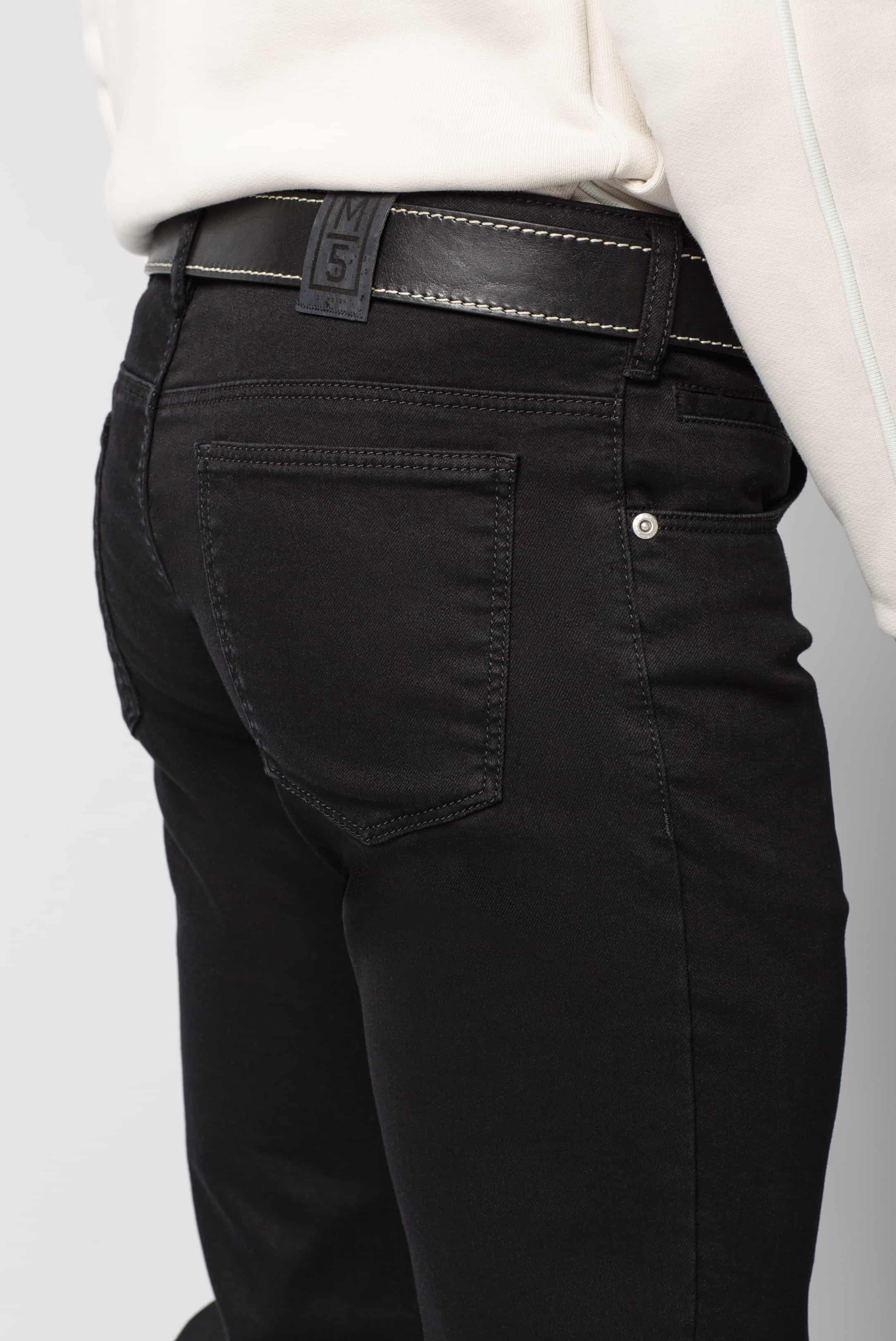 Svarta (black-black) jeans utan tvätt i Stretch och normal passform (Meyer / M5) - 4