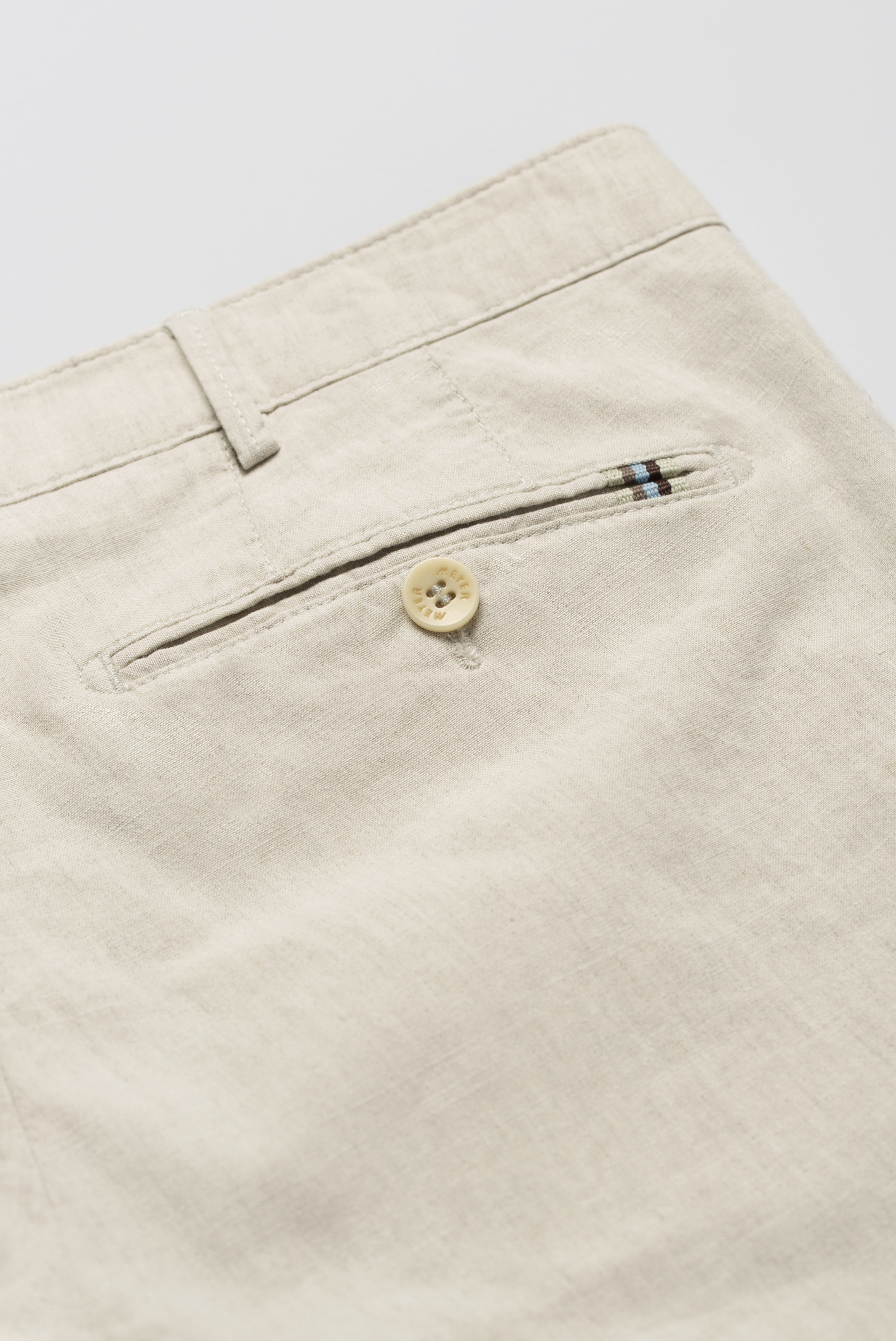 Beige chinos i linne/bomull och normal passform (Meyer / Roma) (finns i strl 25) - 6