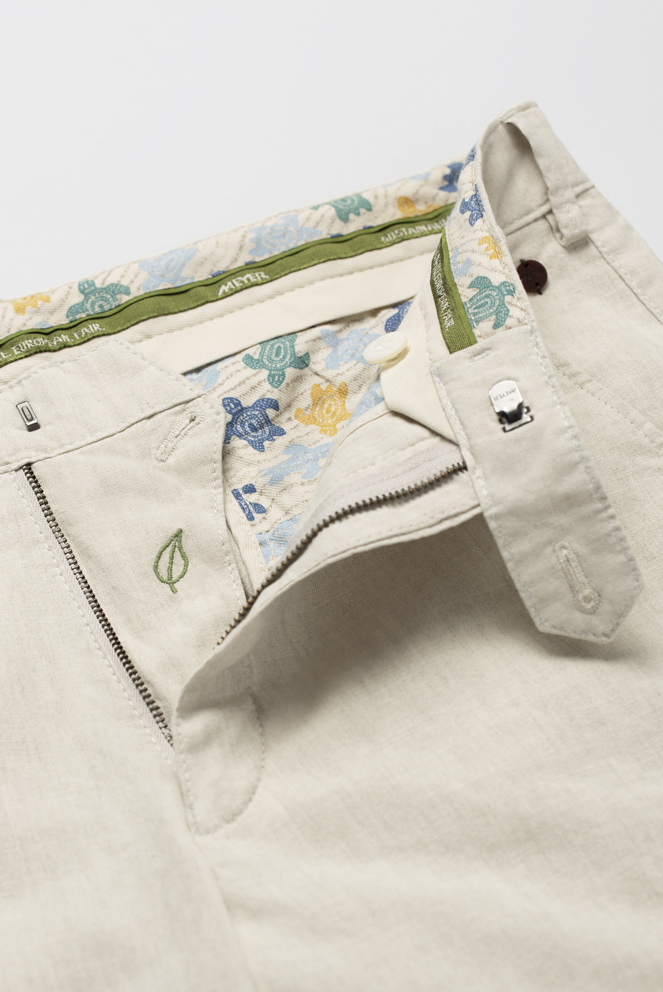 Beige chinos i linne/bomull och normal passform (Meyer / Roma) (finns i strl 25) - 5