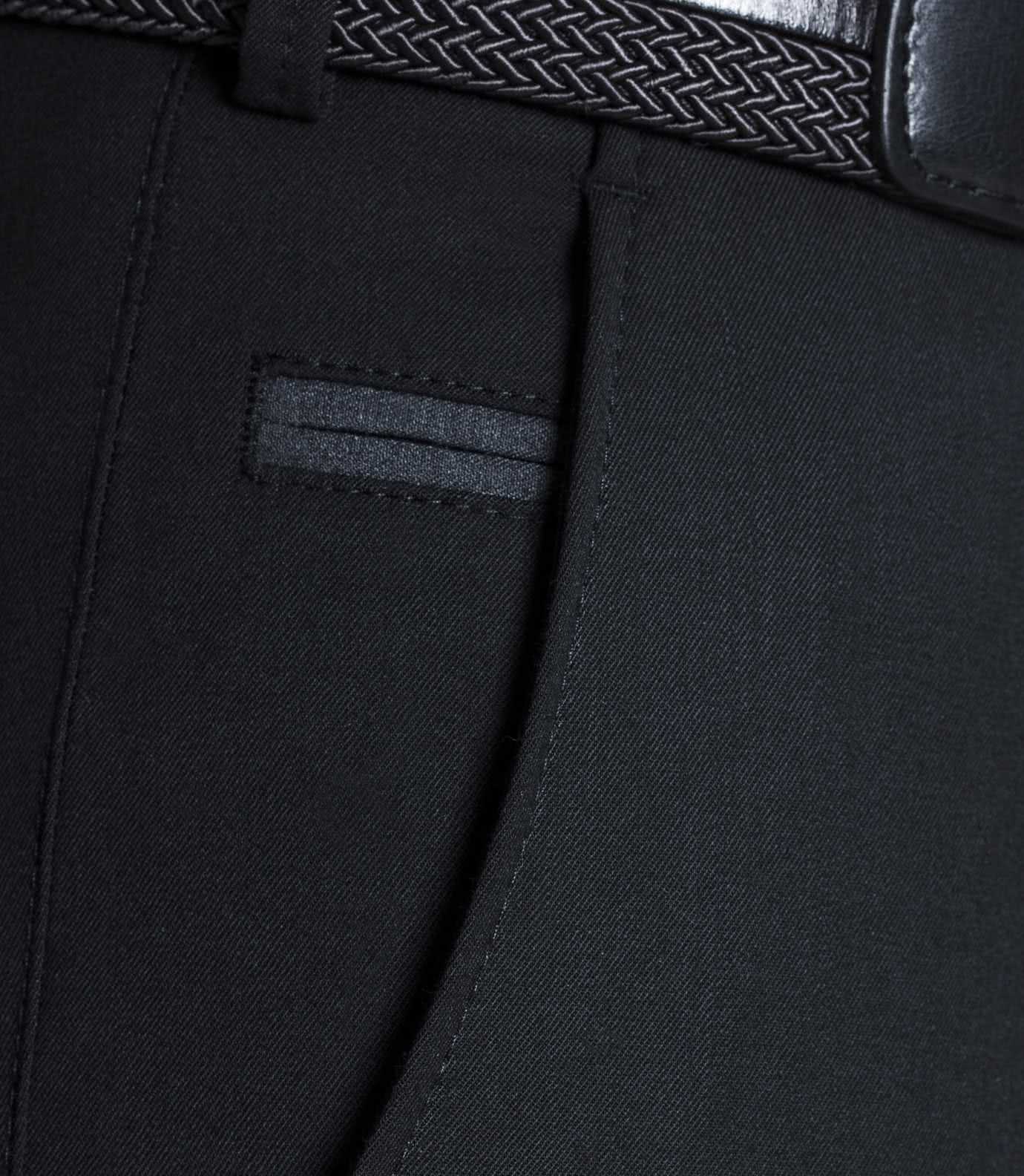 Svarta (black) maskintvättbara ullbyxor i "Travel Twill" och modern passform (Meyer / Bonn) - 3