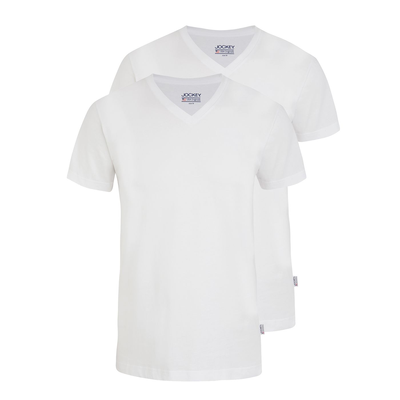 T-shirt, v-ringad i bomull, 2-pack vit (Jockey)