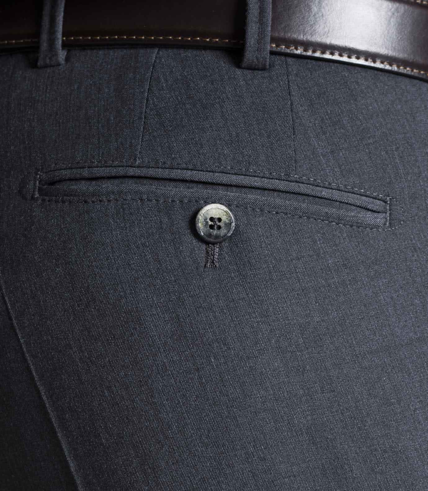 Grå (mid-grey) maskintvättbara ullbyxor i "Travel Twill" och modern passform (Meyer / Bonn) - 4
