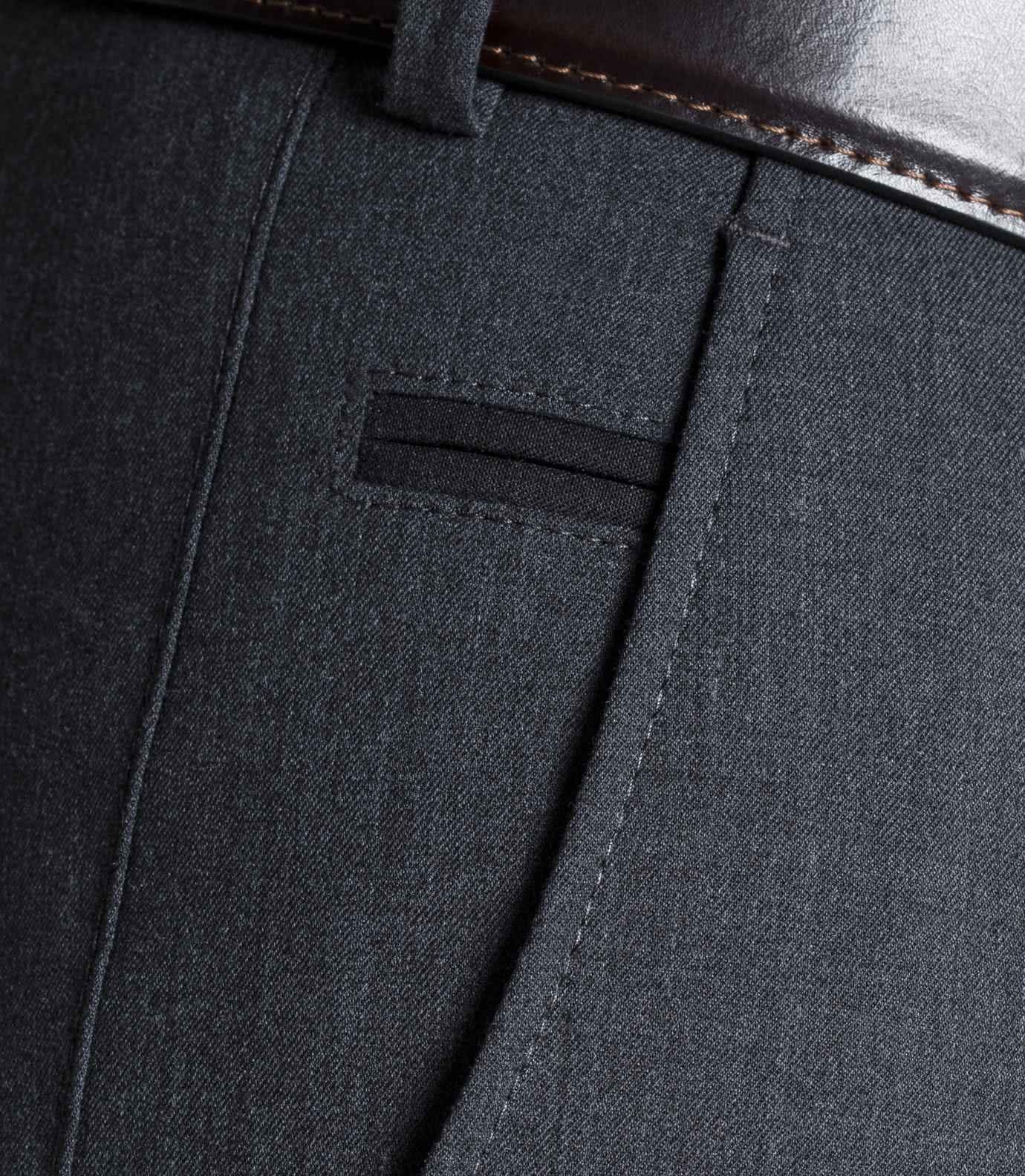 Grå (mid-grey) maskintvättbara ullbyxor i "Travel Twill" och modern passform (Meyer / Bonn) - 3