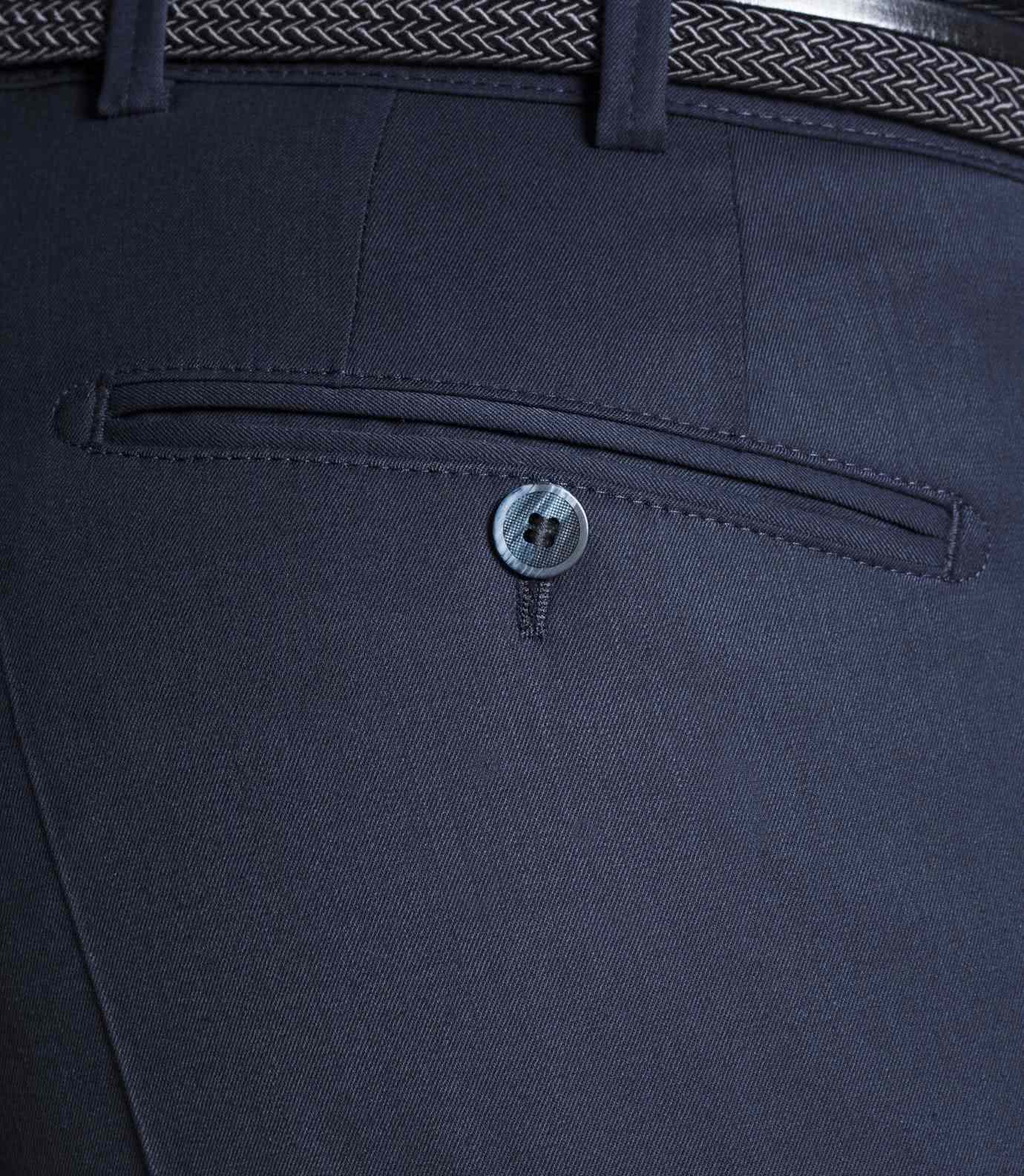Blå (navy) maskintvättbara ullbyxor i "Travel Twill" och modern passform (Meyer / Bonn) - 4