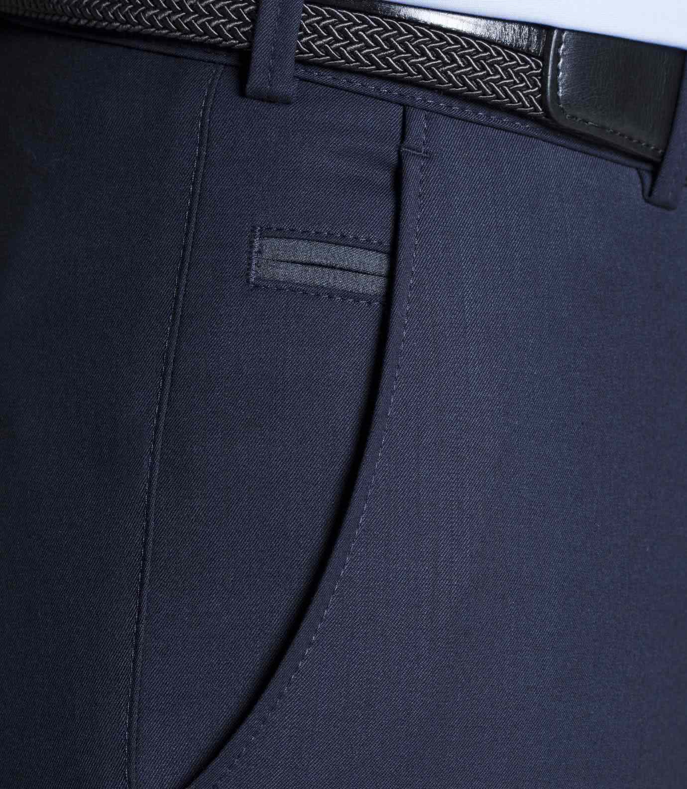 Blå (navy) maskintvättbara ullbyxor i "Travel Twill" och modern passform (Meyer / Bonn) - 3