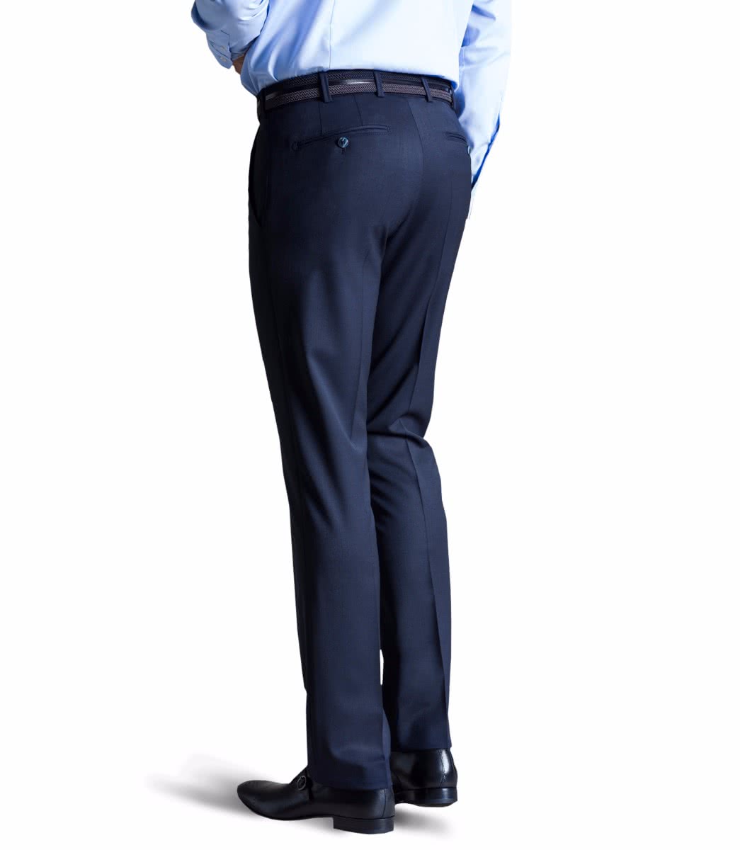 Blå (navy) maskintvättbara ullbyxor i "Travel Twill" och modern passform (Meyer / Bonn) - 2