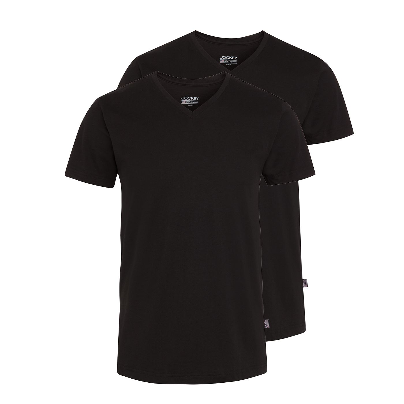 T-shirt, v-ringad i bomull, 2-pack svart (Jockey)