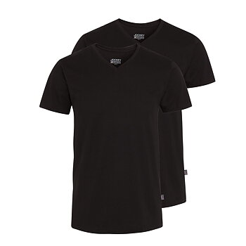 T-shirt, v-ringad i bomull, 2-pack svart (Jockey)