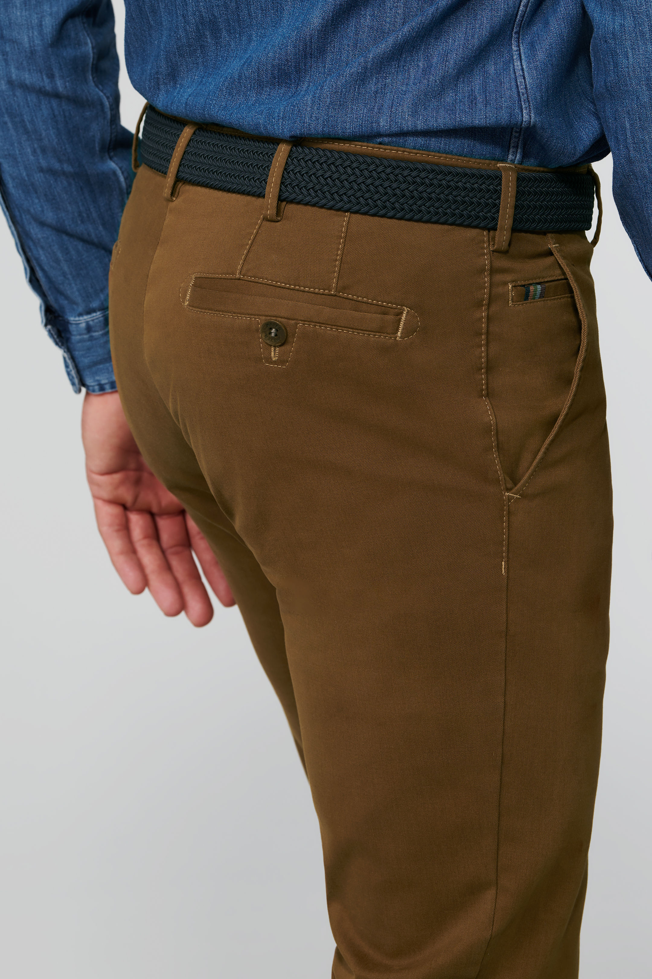 Bruna (caramel) chinos  i färgäkta bomull i normal passform (Meyer / Roma) - 4
