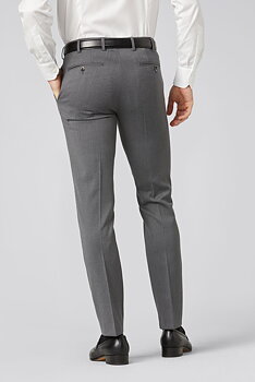 Grå (mid-grey) maskintvättbara ullbyxor i Teflon Twill och modern passform (Meyer / Bonn)